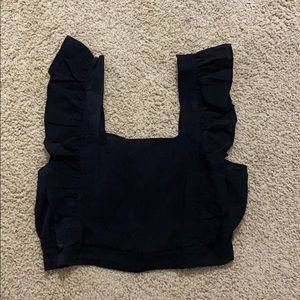Blu Spero Black Ruffled Crop Top